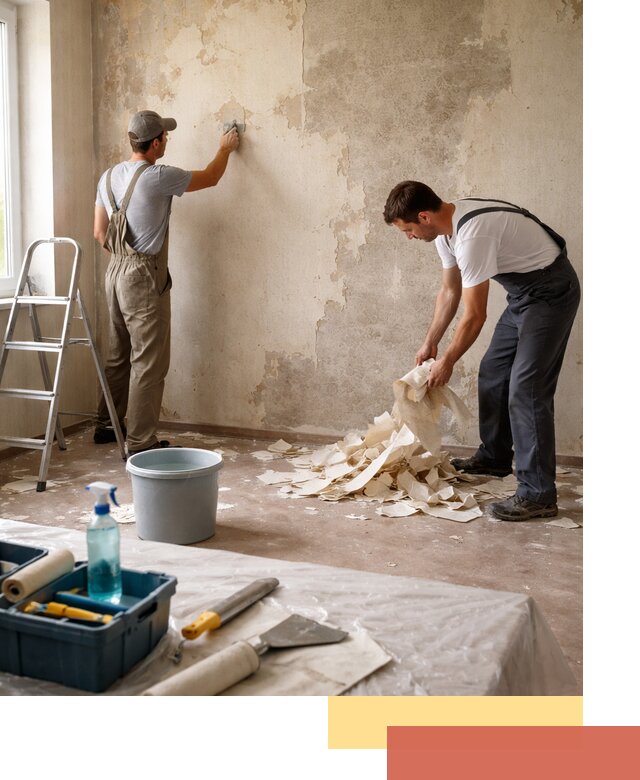 Снятие старых обоев в чусовом быстро и качественно