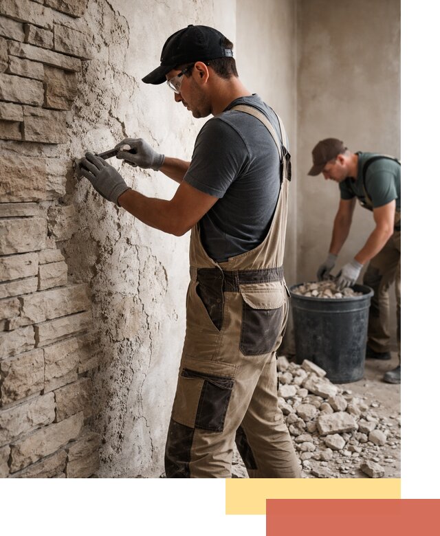 Демонтаж декоративного камня в чусовом профессионально и безопасно