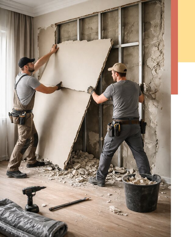 Демонтаж гипсокартона со стен в чусовом от 366 руб. — услуги демонтажа | ОТДЕЛОЧНИК-Чсв