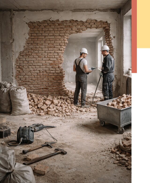 Демонтаж кирпичных стен в чусовом от 4388 руб. — быстро, недорого, под ключ | ОТДЕЛОЧНИК-Чсв