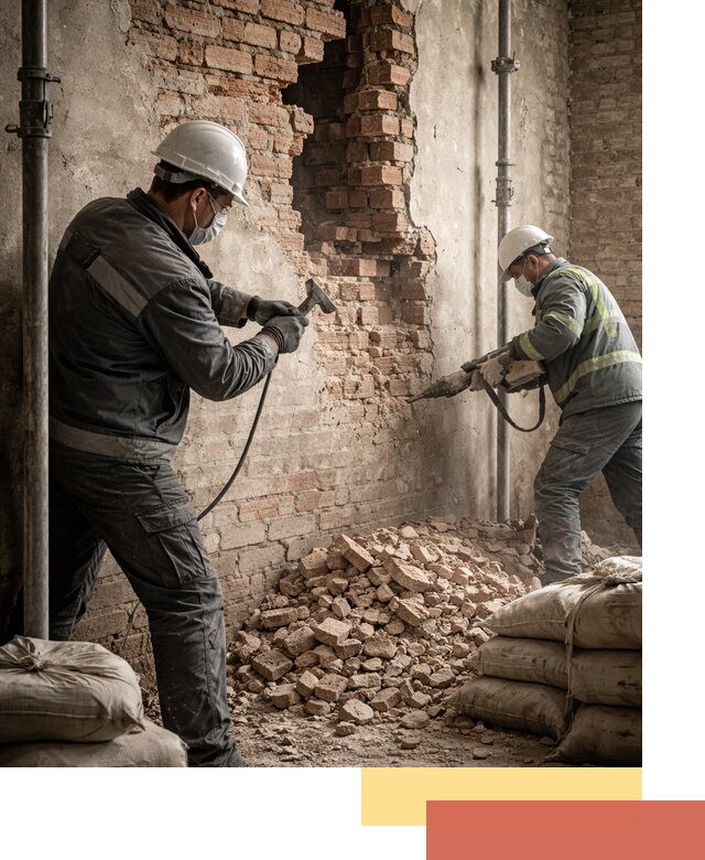 Демонтаж кирпичных стен в чусовом быстро и безопасно