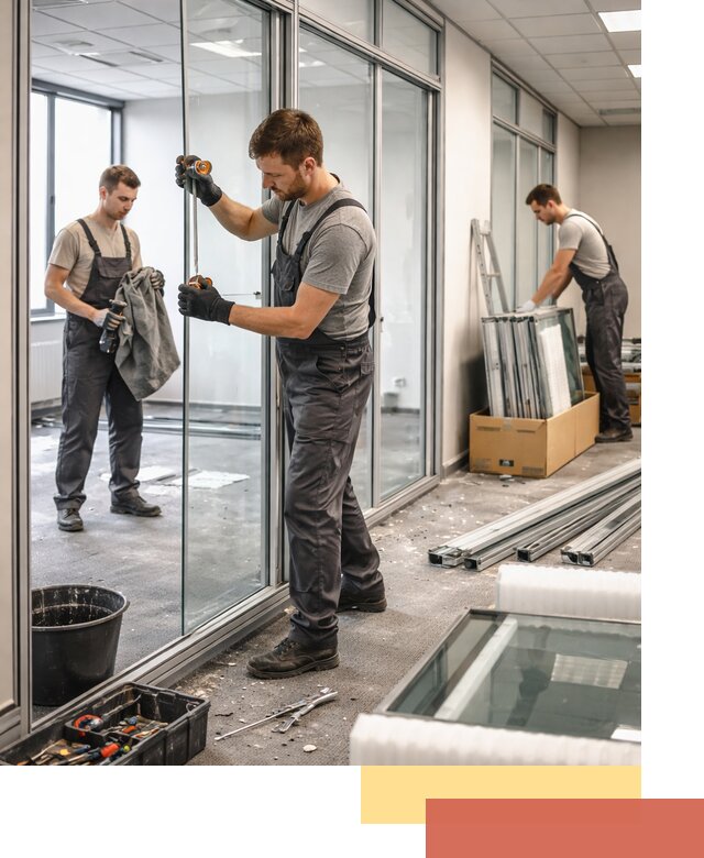 Демонтаж стеклянных перегородок в чусовом быстро и безопасно