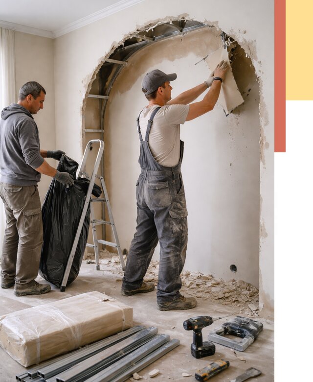 Демонтаж арки из гипсокартона в чусовом от 3657 руб. — услуги под ключ | ОТДЕЛОЧНИК-Чсв