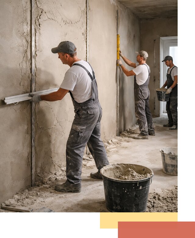 Штукатурка стен по маякам в чусовом — точная и ровная поверхность