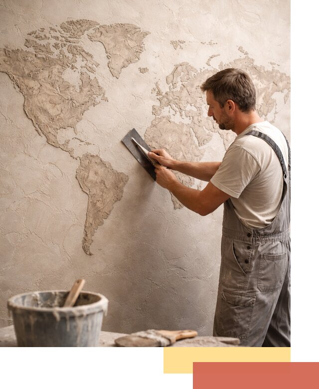 Декоративная штукатурка «Карта мира» под ключ в чусовом