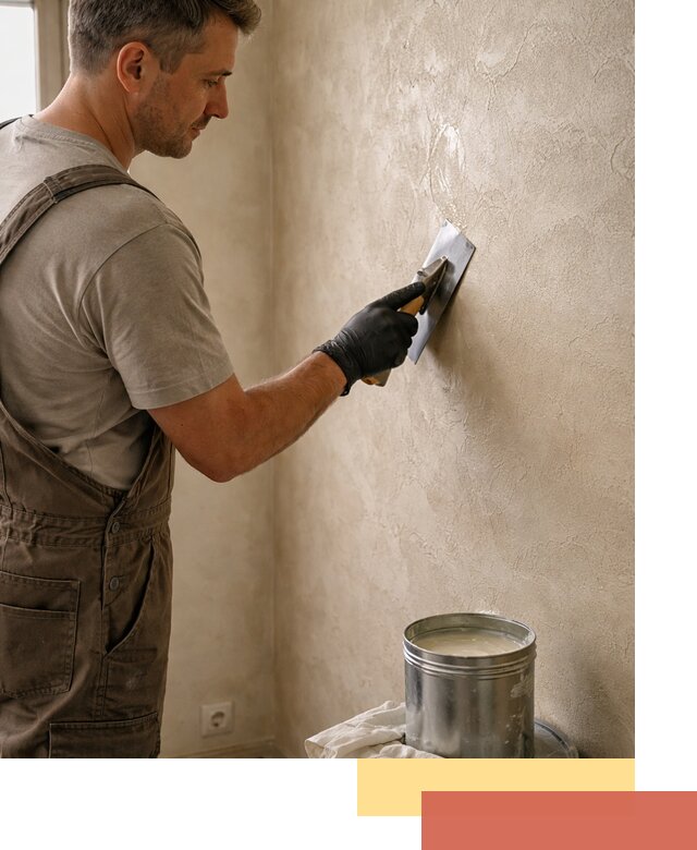 Нанесение воска на штукатурку в чусовом для защиты и блеска