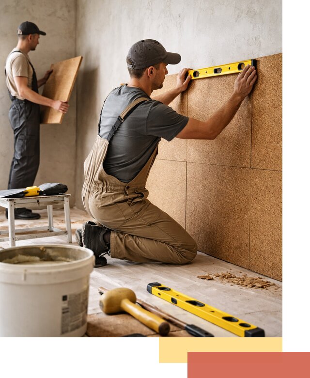 Монтаж пробковых панелей на стены в чусовом быстро и качественно