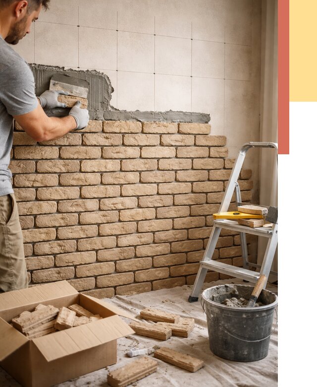 Монтаж декоративного кирпича в чусовом от 3343 руб./м² — быстро и недорого | ОТДЕЛОЧНИК-Чсв