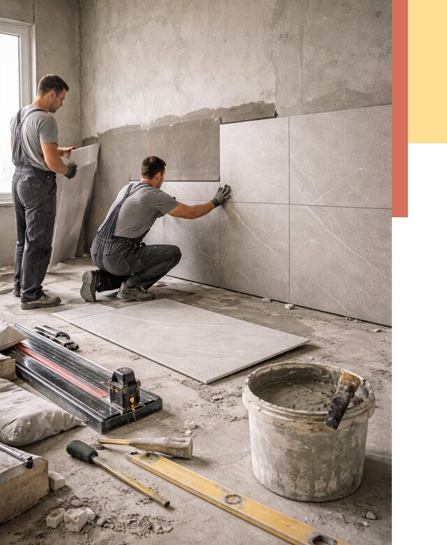 Облицовка стен керамогранитом в чусовом от 4388 руб./м² — услуги под ключ | ОТДЕЛОЧНИК-Чсв