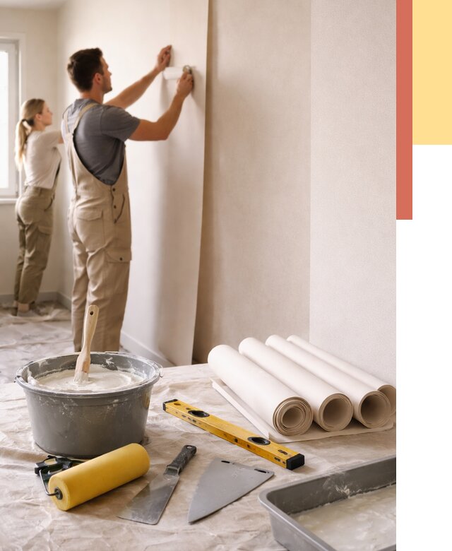 Поклейка бумажных обоев в чусовом от 5746 руб./м2 — быстро и недорого | ОТДЕЛОЧНИК-Чсв