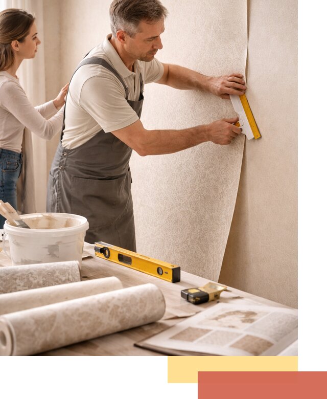 Поклейка обоев с подбором рисунка в чусовом