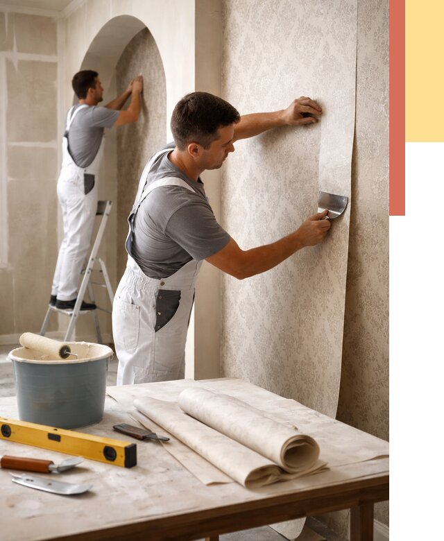 Поклейка обоев на сложные стены в чусовом от 2925 руб. под ключ | ОТДЕЛОЧНИК-Чсв