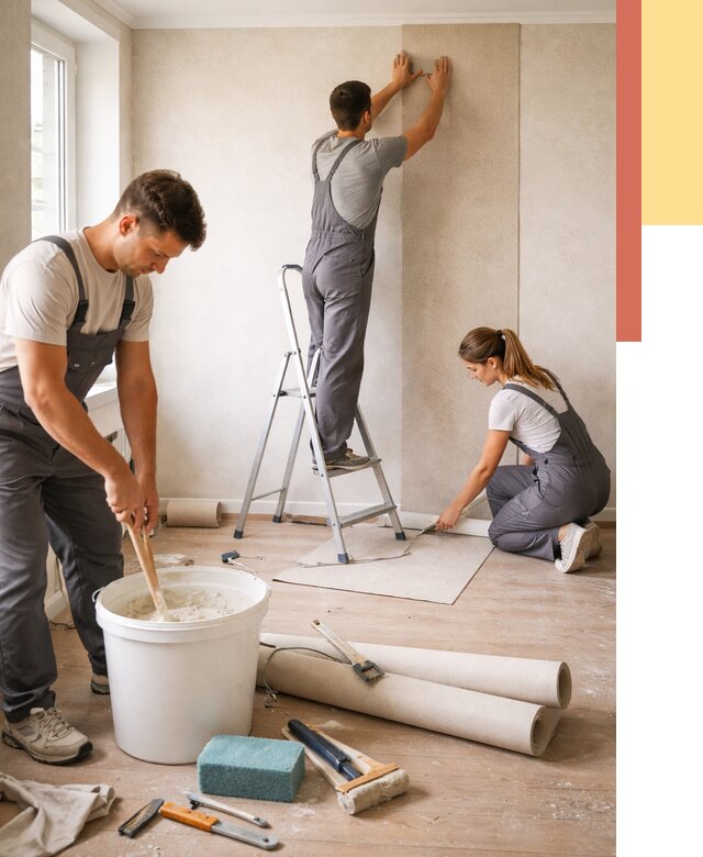 Оклейка стен обоями в чусовом от 3657 руб/м2 — быстро и недорого | ОТДЕЛОЧНИК-Чсв