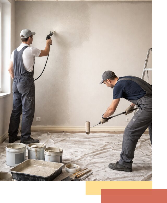 Покраска стен моющейся краской и защита поверхностей в чусовом