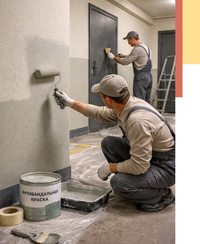 Покраска стен антивандальной краской в чусовом от 4702 руб./м² под ключ | ОТДЕЛОЧНИК-Чсв