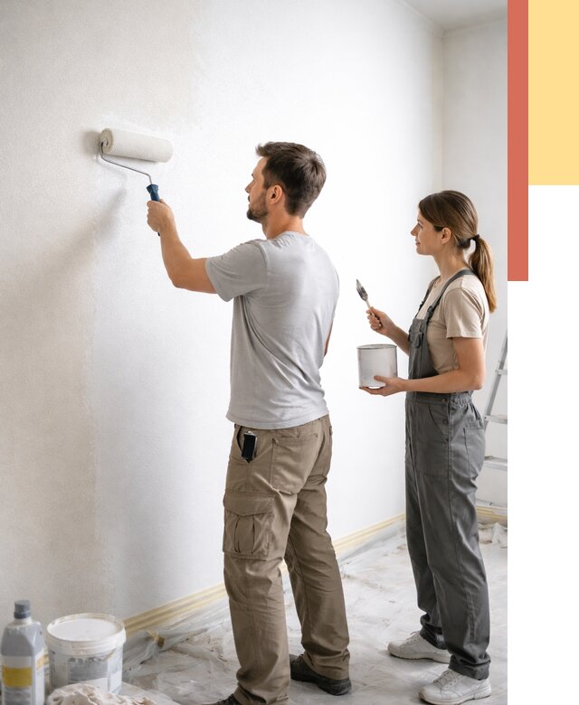 Окраска стен по стеклохолсту в чусовом от 4702 руб/м² под ключ | ОТДЕЛОЧНИК-Чсв