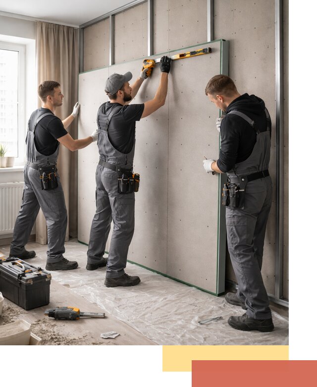 Шумоизоляция стен панелями ЗИПС в чусовом для жилых и коммерческих помещений