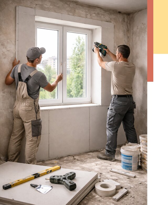 Монтаж откосов из гипсокартона в чусовом от 4702 руб. под ключ | ОТДЕЛОЧНИК-Чсв