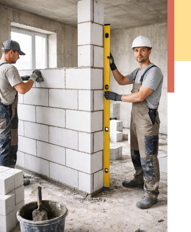 Кладка перегородок из пеноблока в чусовом от 1881 руб. под ключ | ОТДЕЛОЧНИК-Чсв