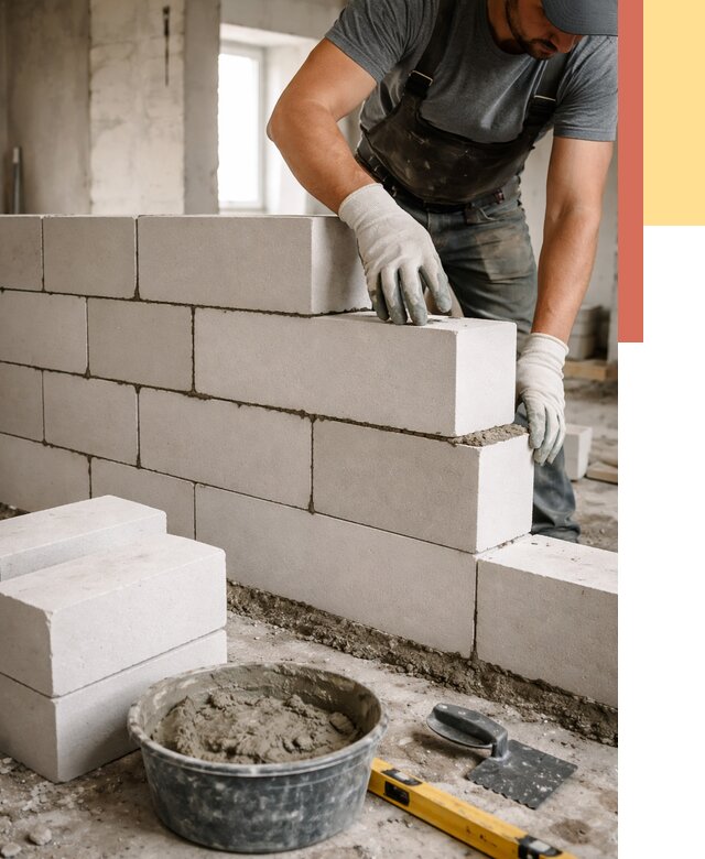 Кладка перегородок из силикатного блока в чусовом от 4179 руб. под ключ | ОТДЕЛОЧНИК-Чсв