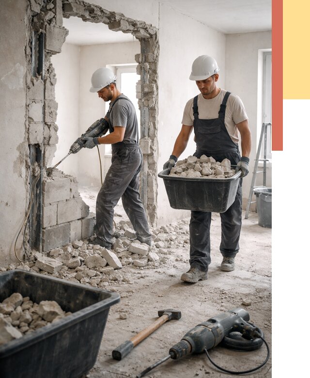 Демонтаж блоковых перегородок в чусовом от 3918 руб. — быстро и недорого | ОТДЕЛОЧНИК-Чсв