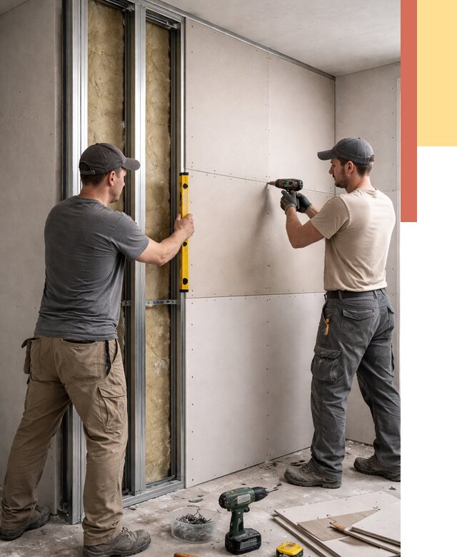 Монтаж двухслойной перегородки из гипсокартона в чусовом от 1515 руб. | ОТДЕЛОЧНИК-Чсв