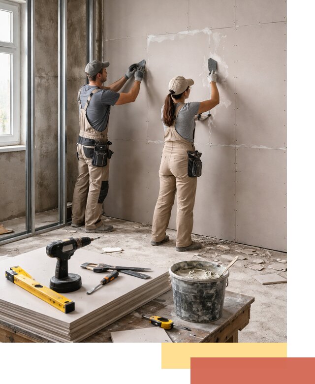 Монтаж двухслойной перегородки из гипсокартона в чусовом