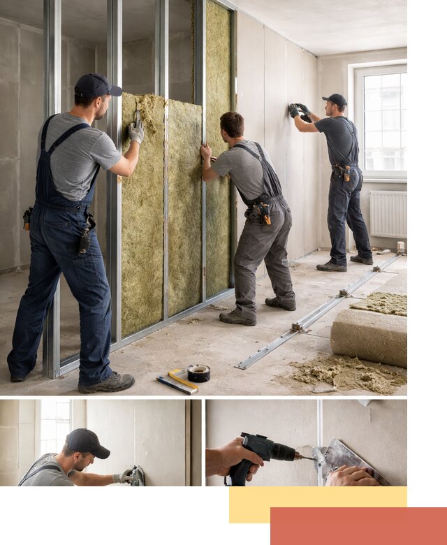 Перегородка из гипсокартона с шумоизоляцией в чусовом — монтаж под ключ