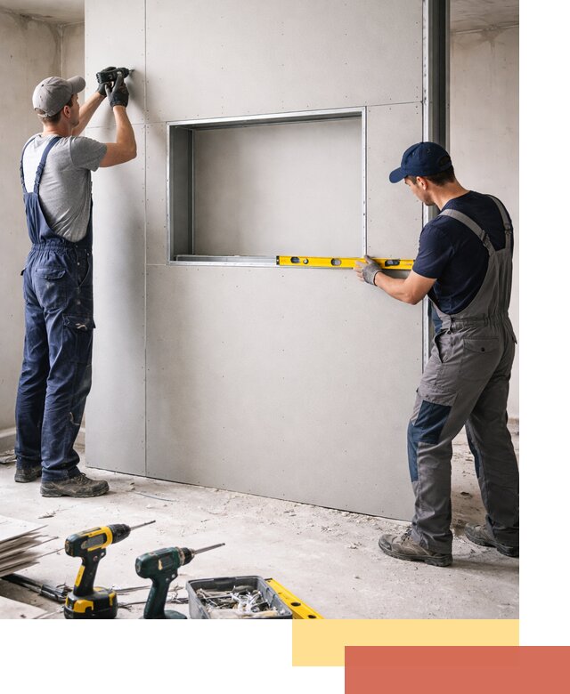 Перегородка из гипсокартона с нишей под декор в чусовом