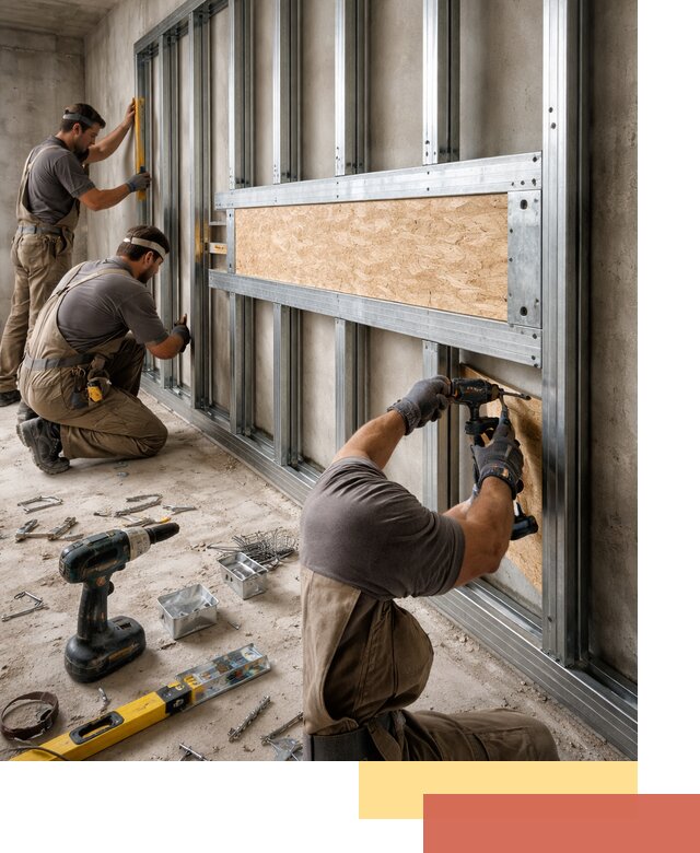 Усиленная перегородка для крепления тяжёлых конструкций в чусовом