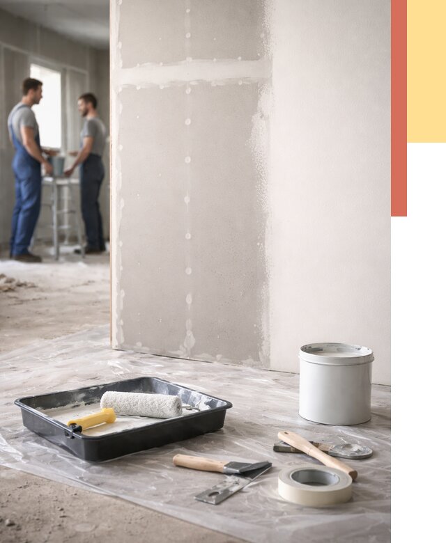 Покраска перегородок из гипсокартона в чусовом от 4702 руб. под ключ | ОТДЕЛОЧНИК-Чсв