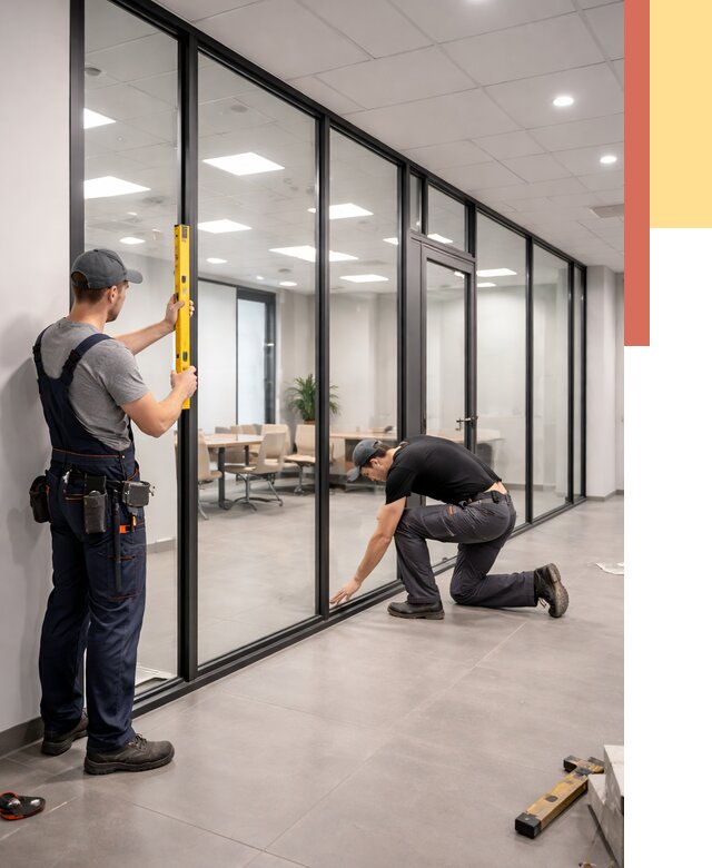 Каркасные стеклянные перегородки в чусовом под ключ от 9612 руб. | ОТДЕЛОЧНИК-Чсв