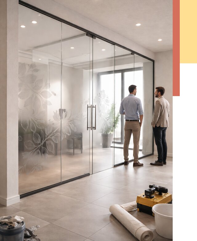 Стеклянные перегородки с рисунком в чусовом от 13060 руб. монтаж и нанесение | ОТДЕЛОЧНИК-Чсв