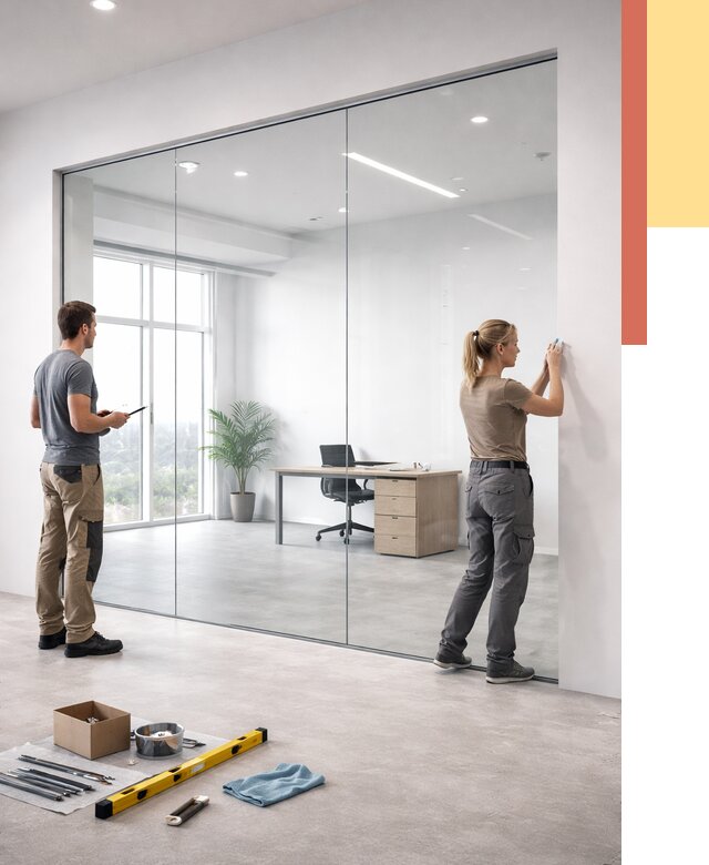 Перегородки из закаленного стекла в чусовом от 9926 руб. под ключ | ОТДЕЛОЧНИК-Чсв