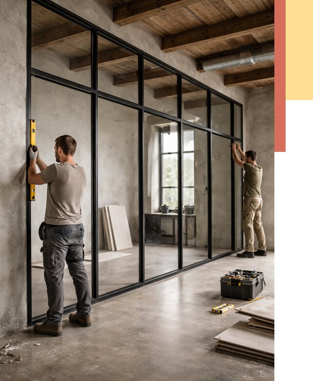 Стеклянные перегородки лофт в чусовом от 10970 руб. под ключ | ОТДЕЛОЧНИК-Чсв