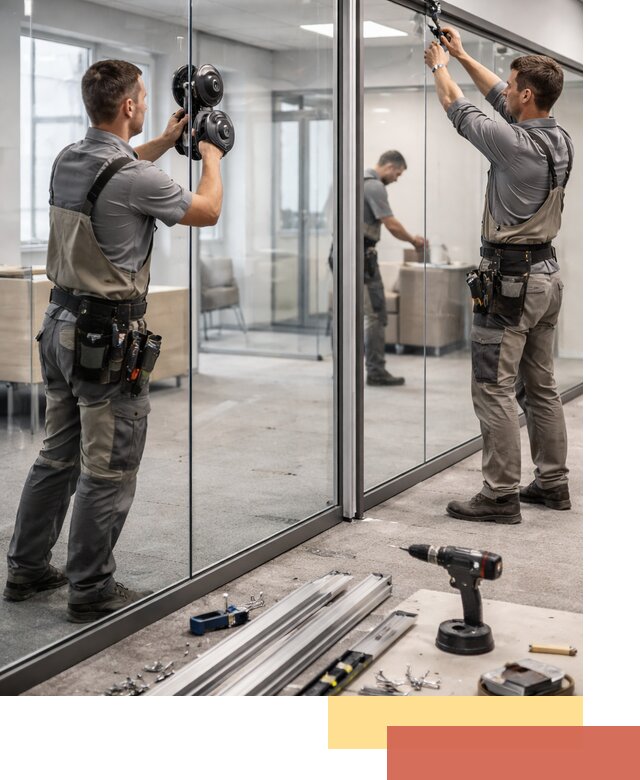 Стеклянные офисные перегородки под ключ в чусовом