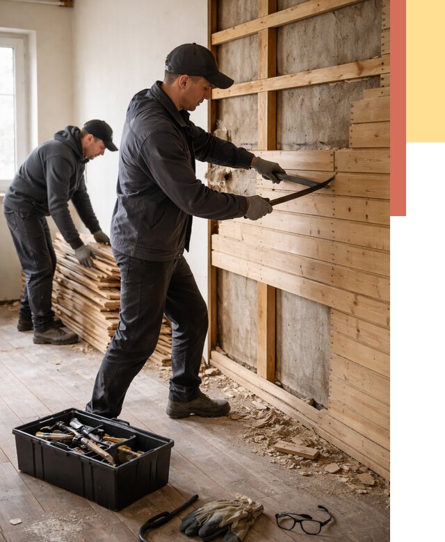 Демонтаж вагонки в чусовом от 3970 руб/м2 — быстро и недорого | ОТДЕЛОЧНИК-Чсв