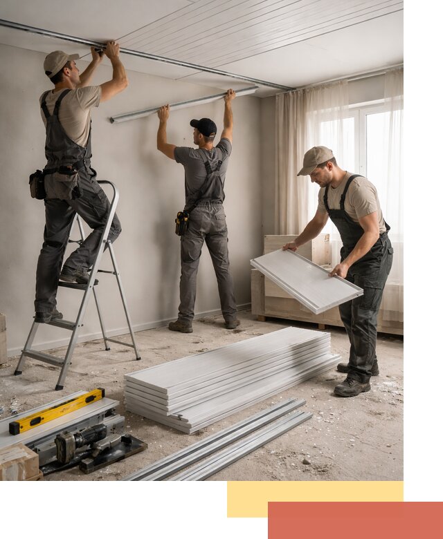 Монтаж потолка из ПВХ панелей в чусовом оперативно и качественно