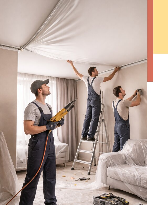 Установка натяжного потолка в чусовом от 4702 руб. | Быстро и недорого — ОТДЕЛОЧНИК-Чсв