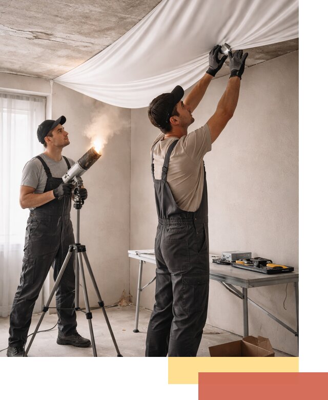 Установка натяжного потолка под ключ в чусовом