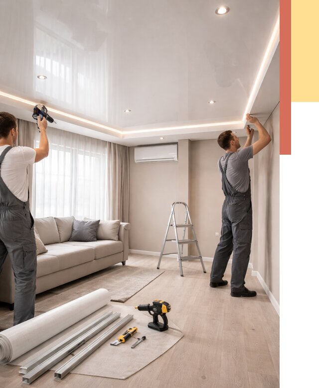 Монтаж глянцевого натяжного потолка в чусовом от 784 руб. под ключ | ОТДЕЛОЧНИК-Чсв