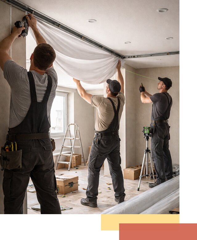 Монтаж парящего натяжного потолка под ключ в чусовом