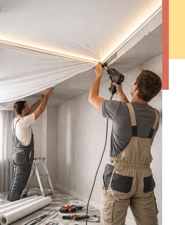 Монтаж натяжного потолка с подсветкой в чусовом от 993 руб. | ОТДЕЛОЧНИК-Чсв