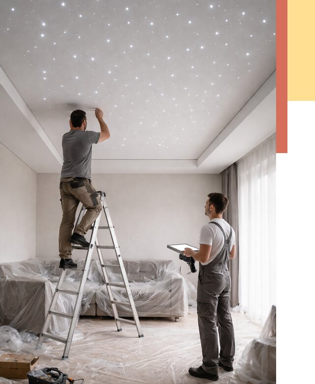 Монтаж натяжного потолка «звездное небо» в чусовом от 6791 руб. | ОТДЕЛОЧНИК-Чсв