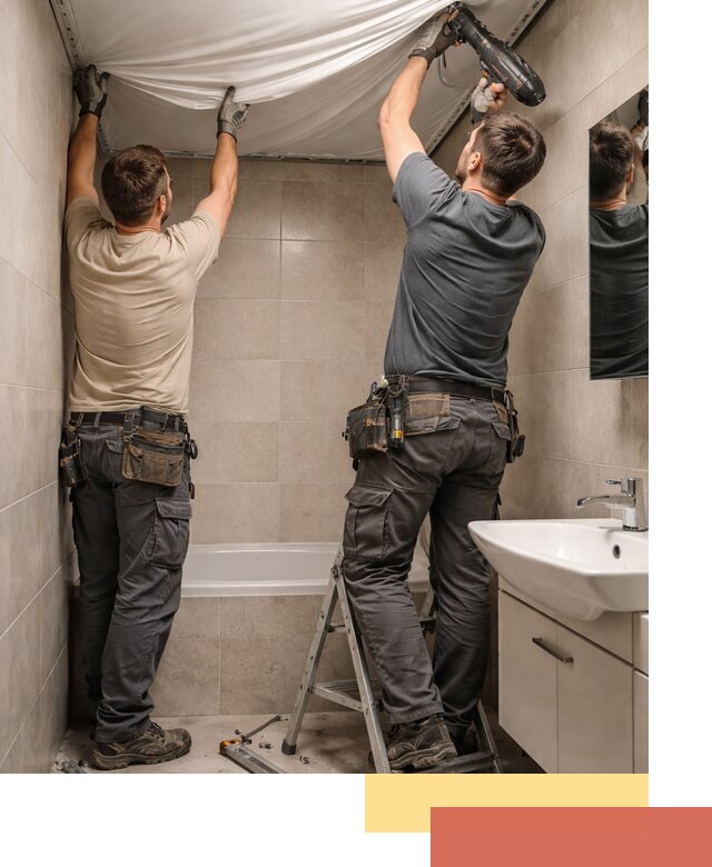 Монтаж натяжного потолка в ванной в чусовом быстро и качественно