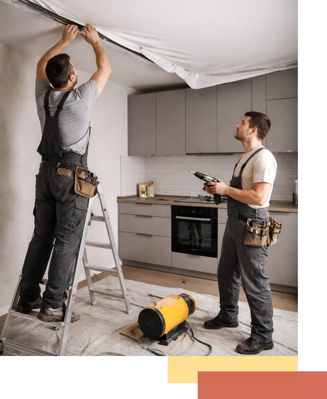 Монтаж натяжного потолка на кухне в чусовом