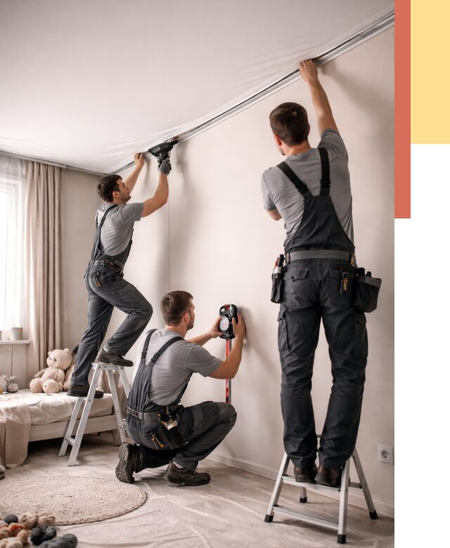 Монтаж натяжного потолка в детской в чусовом от 3657 руб. — быстро и недорого | ОТДЕЛОЧНИК-Чсв