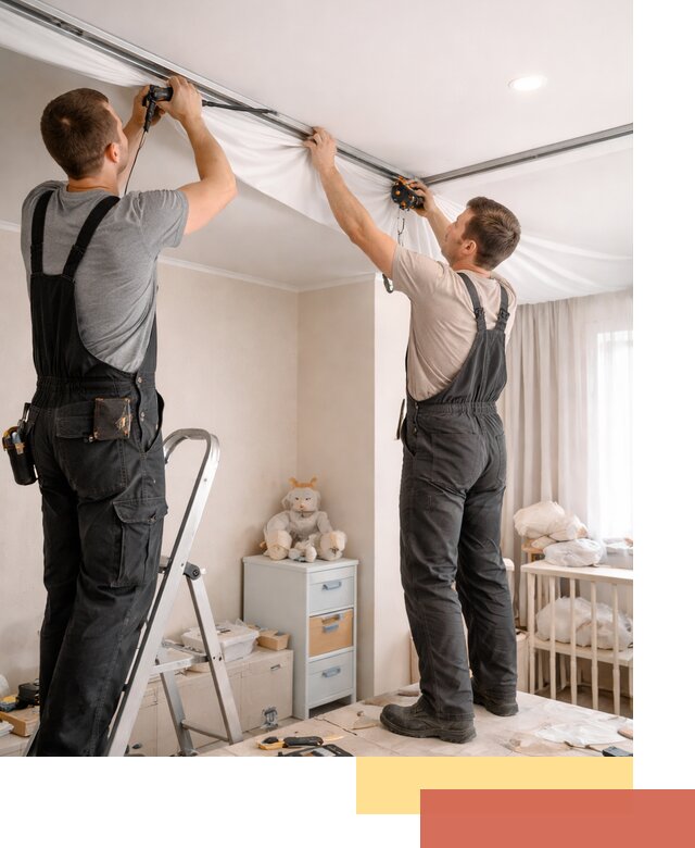 Монтаж натяжного потолка в детской комнате в чусовом