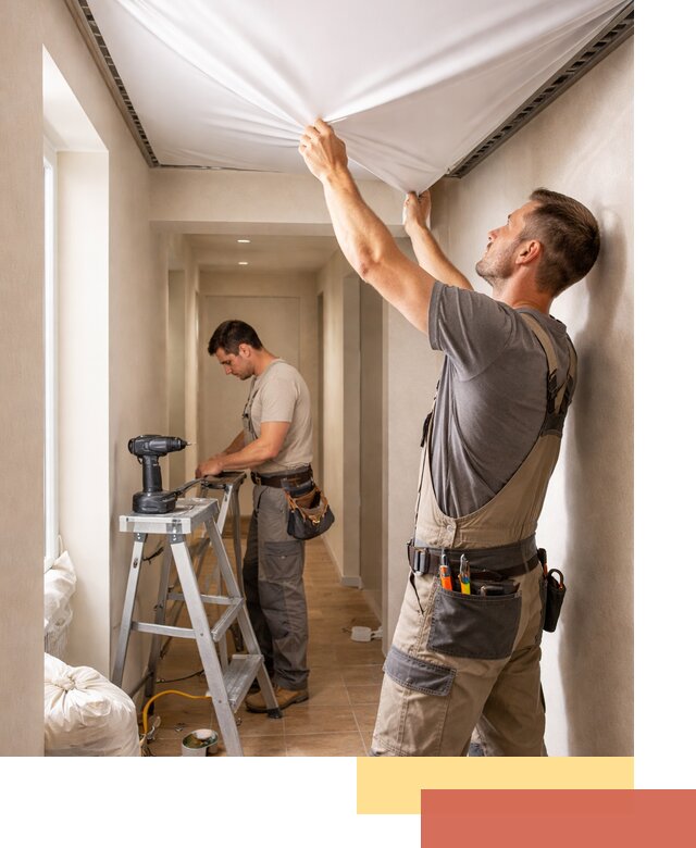 Монтаж натяжного потолка в прихожей в чусовом