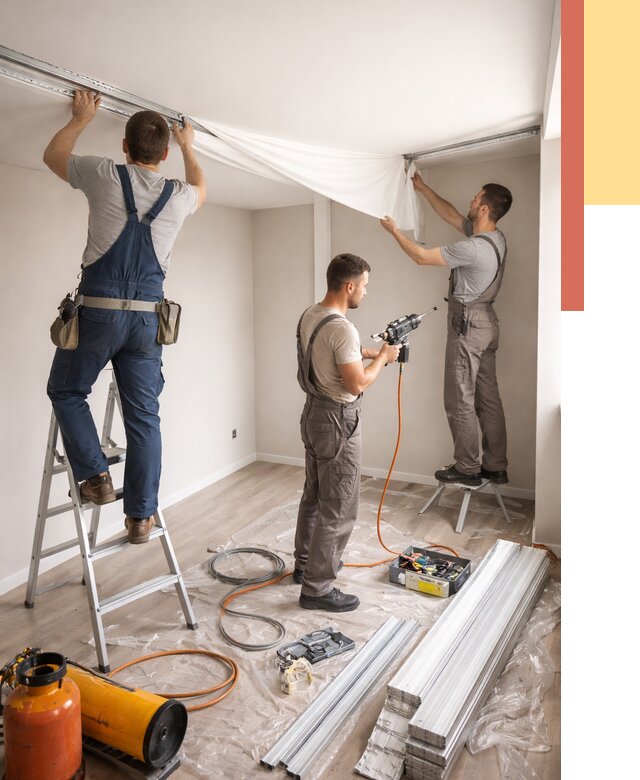 Монтаж натяжного потолка в студии в чусовом от 5746 руб. — быстро и недорого | ОТДЕЛОЧНИК-Чсв